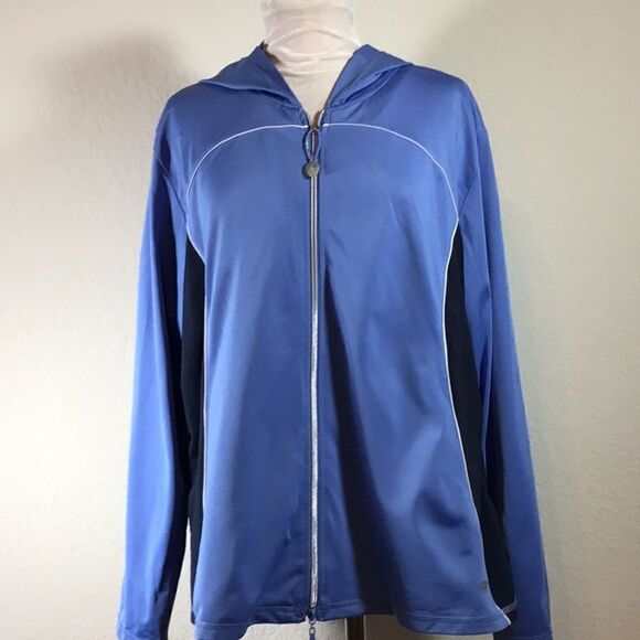 Oleg Cassini Sport Jacket Vintage Blue Hoodie Track Athletic Top Size 2X - Picture 2 of 14